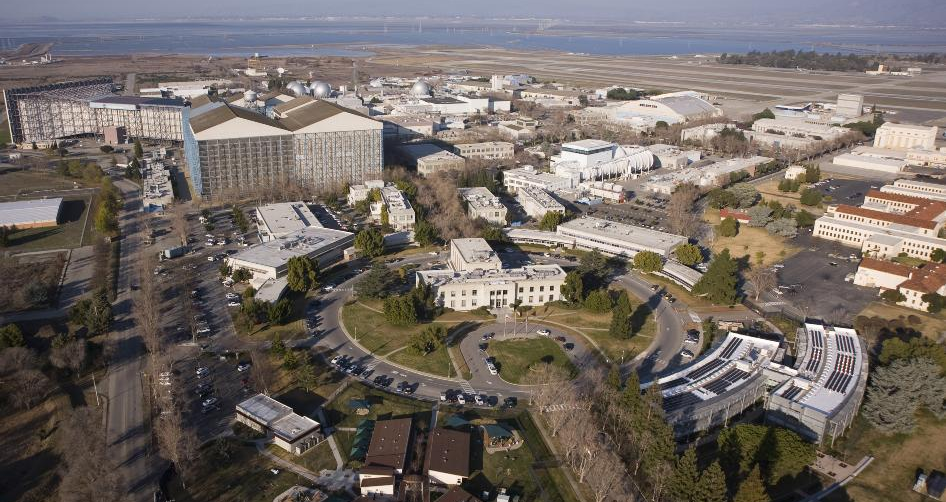 Aerial View of NASA Ames Research Center with Sustainability Base, December 2012